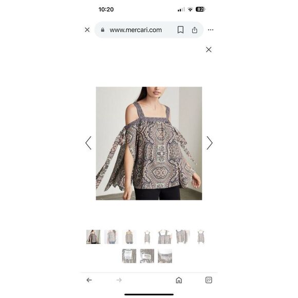 BCBG MaxAzria Size L Off Shoulder Statement Sleeve Paisley Blouse Medallion Boho - Picture 3 of 10